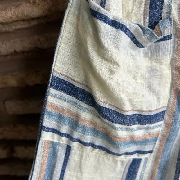 Monteau Los Angeles Blue Striped Linen Blend Casual Jumpsuit Size Medium - Picture 5 of 8